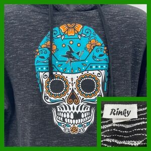 Rinky Sugar Skull Graphic Hoodie Pullover Gray Size Large‎ San Jose Sharks